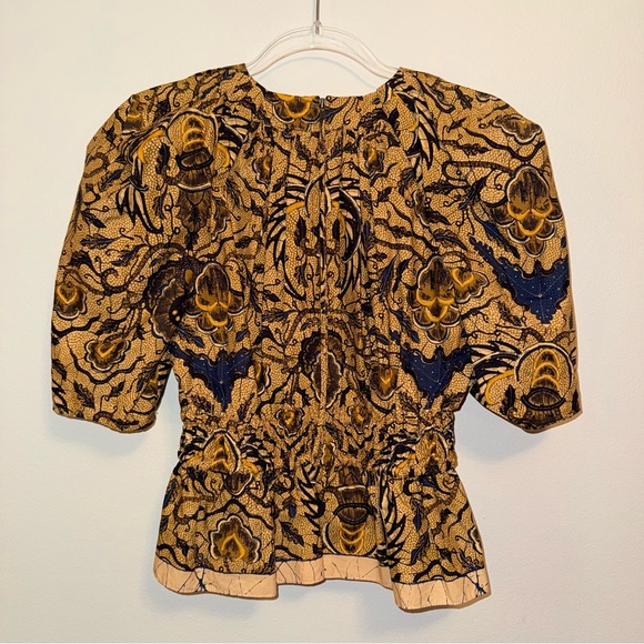 Ulla Johnson Denisa Blouse Horn Puff Sleeve Drawstring Waist Size 0 - Picture 4 of 13